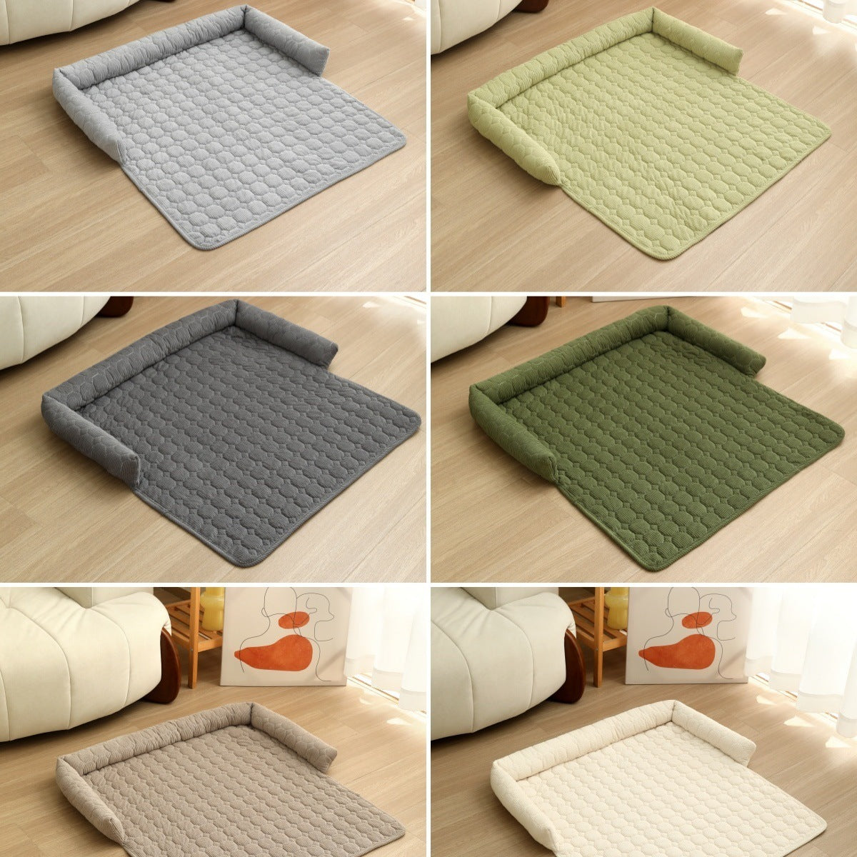Corduroy Pet Dog Cat Bed Blanket Mat With Neck Pillow Thicken Soft Dog Bed Pad Calming Nest Couch Sofa Bed For Home Car Outdoor