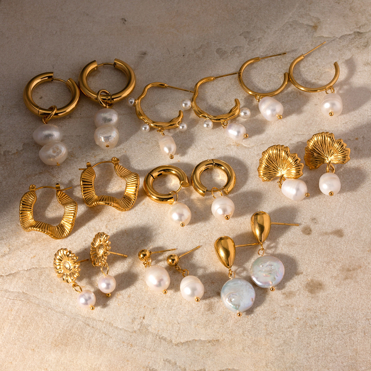 Stainless Steel Water Pearl Earrings