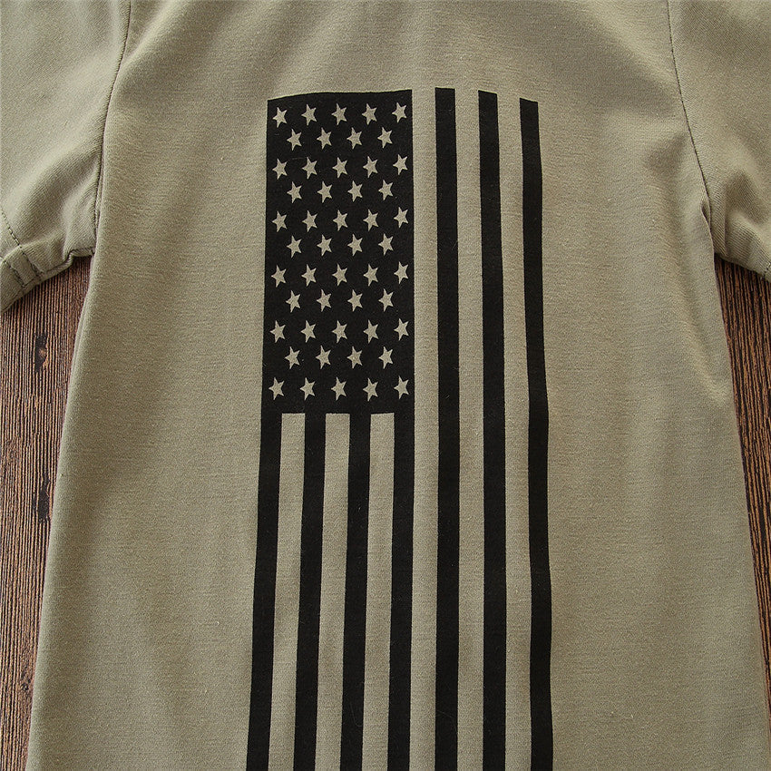 Kids Pullover Camouflage Flag Summer Suit Cotton Polyester