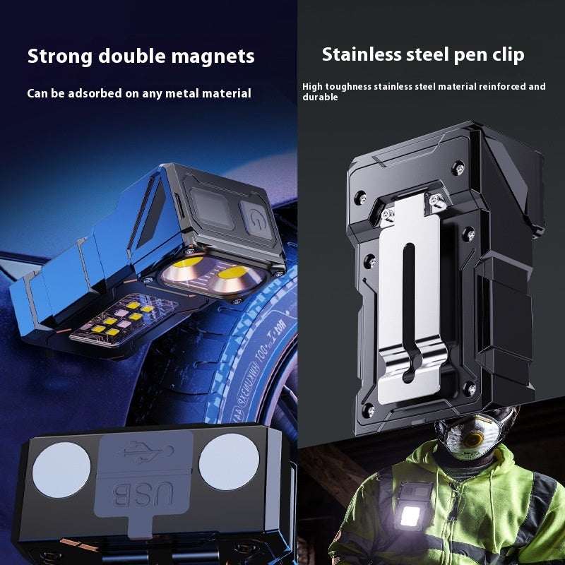Keychain Light Type-C Charging Outdoor Highlight Lock And Load Spray Dual Light Source Strong Light Mini Flashlight