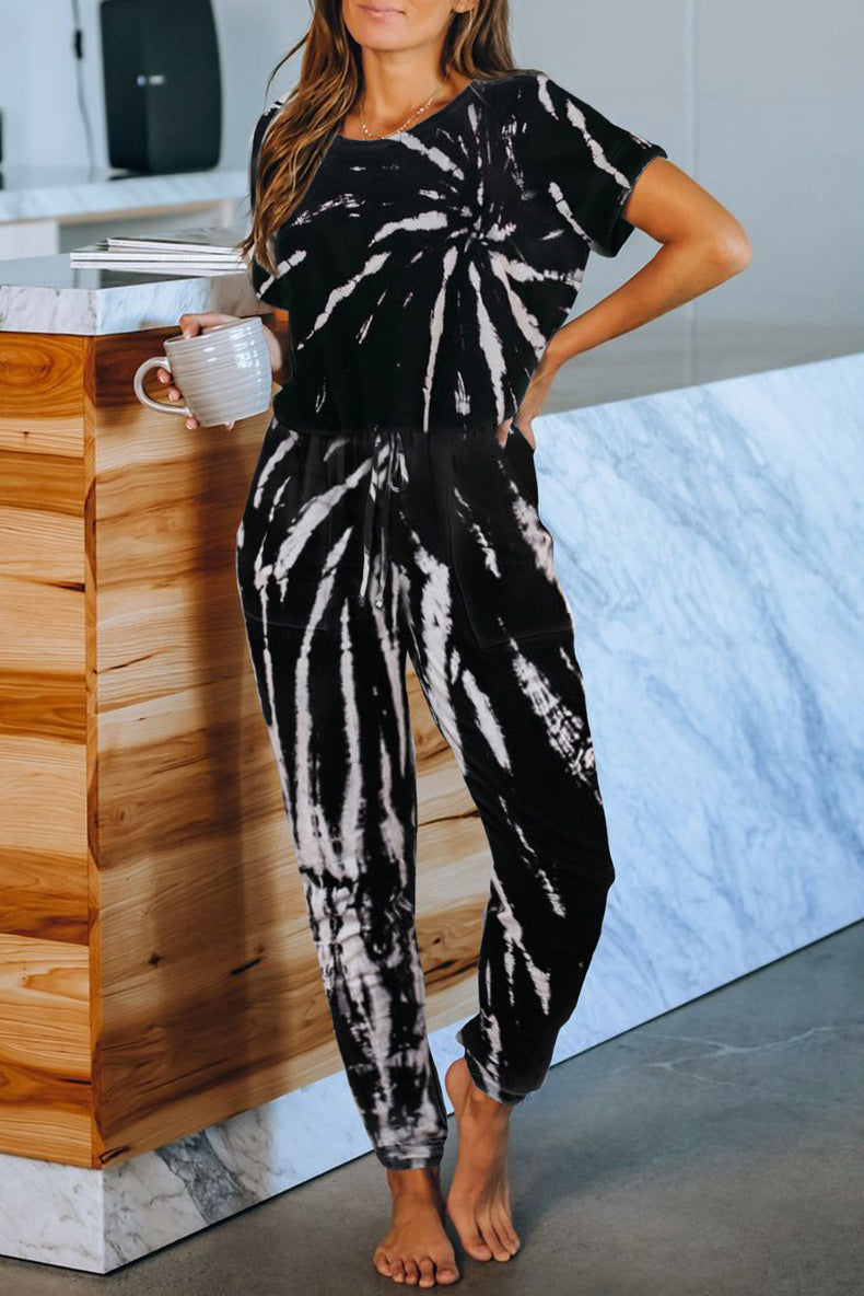 Tie Dye Print One Piece Pajamas Loungewear
