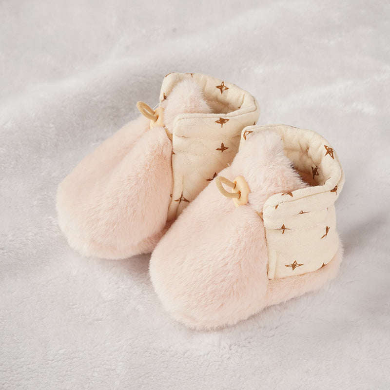 Baby Furry Children's Soft Sole Adjustable Floor Shoes