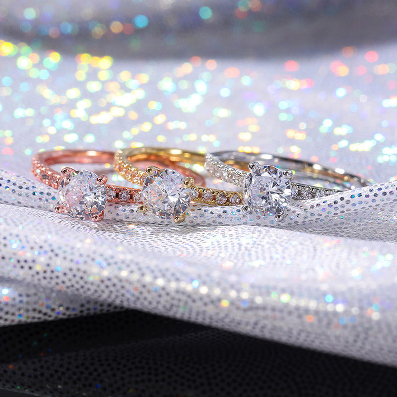 European And American Simple Zircon Engagement Wedding Ring