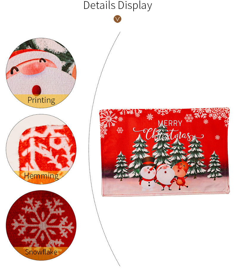 New Christmas Decorations Cartoon Old Man Table Mat Christmas Tablecloth Mat Creative Printing Placemat