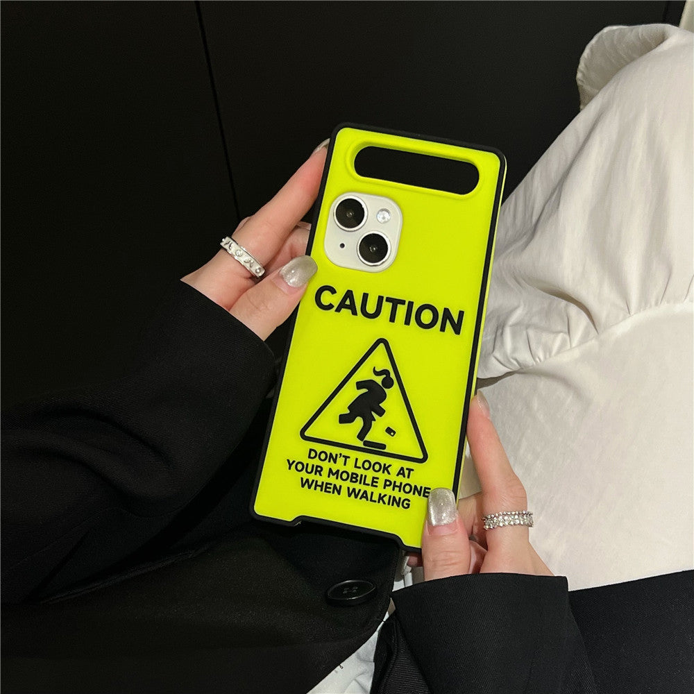 Cartoon Niche Drop-resistant Warning Sign Luminous Phone Case