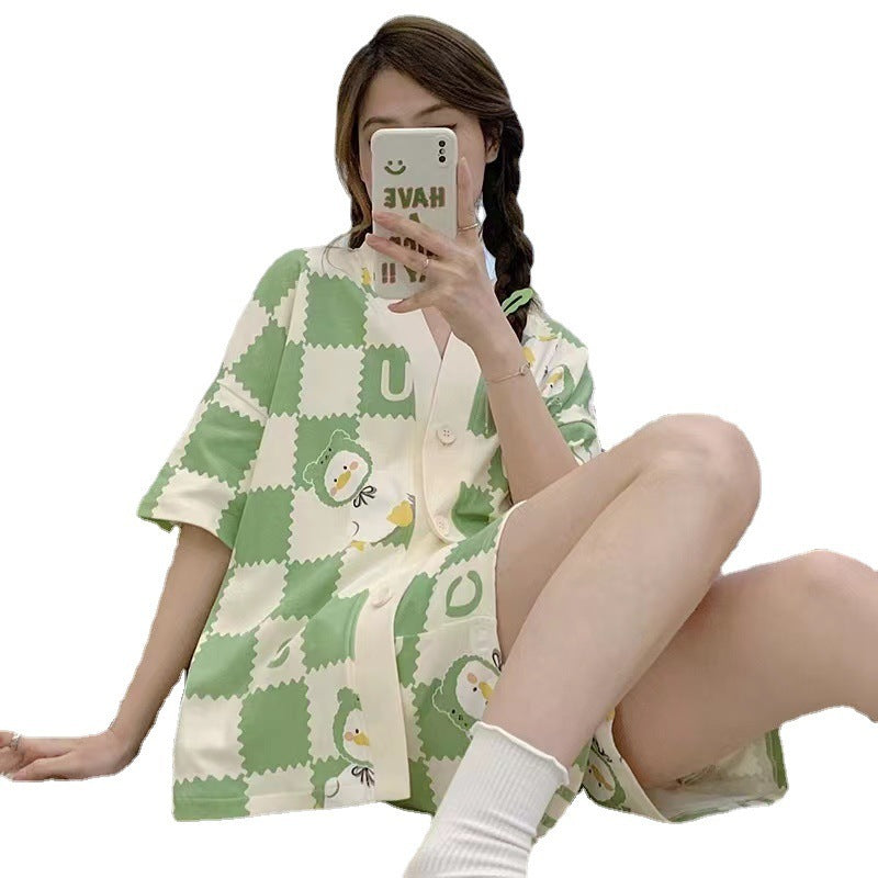 Women's Fashion Casual Short Sleeve Cute Loungewear Suit
