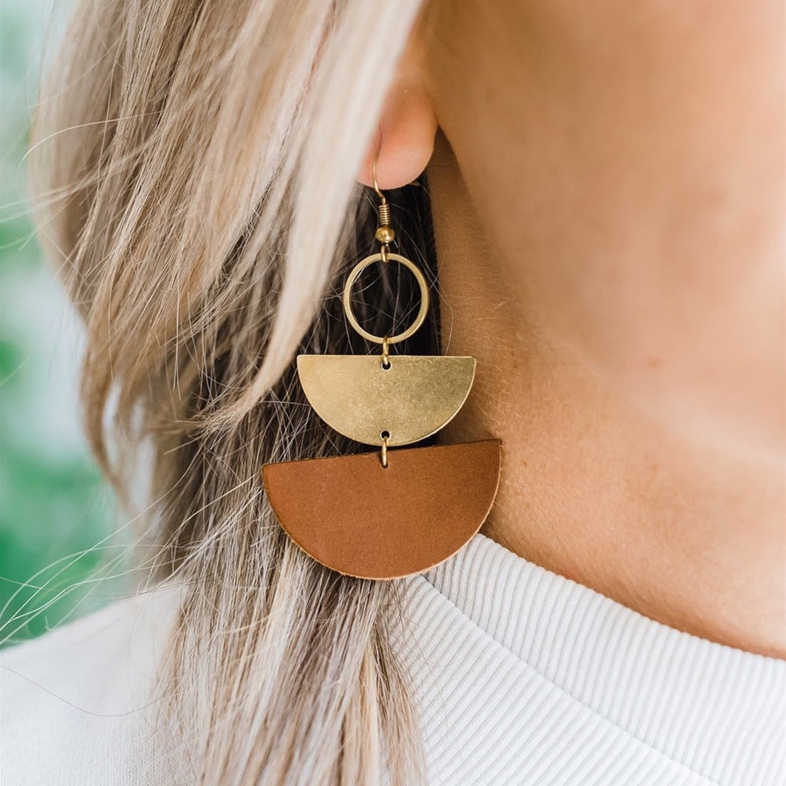 Women's Geometric Triangle Artificial Leather Earrings