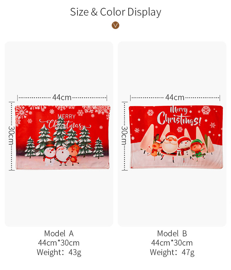 New Christmas Decorations Cartoon Old Man Table Mat Christmas Tablecloth Mat Creative Printing Placemat
