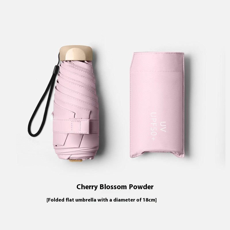 Flat Five-fold Six-bone Sun Protection Sunshade Mini Capsule Umbrella
