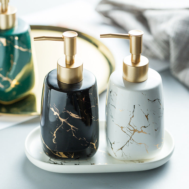 Ceramic Bathroom Storage Bottle – Refillable Soap/Lotion Dispenser, Pump