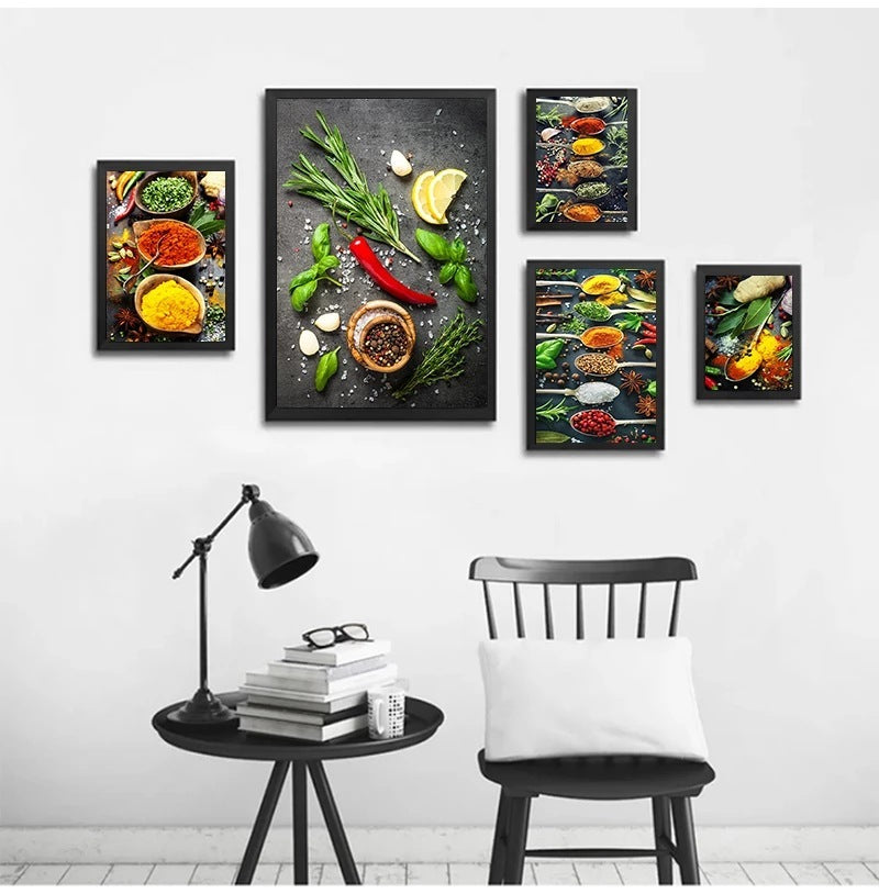 Kitchen Wall Art – Vanilla & Spice Themed Canvas Painting for Home & Restaurant Decor