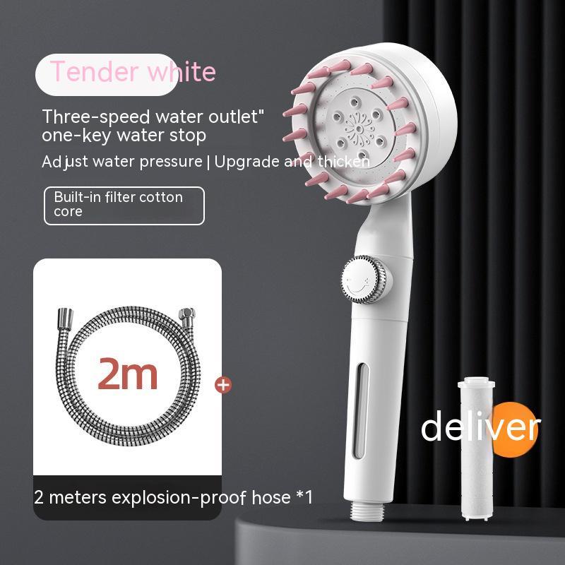 Skin Beautifying Handheld Shower with Filter Booster – Red Spray Nozzle