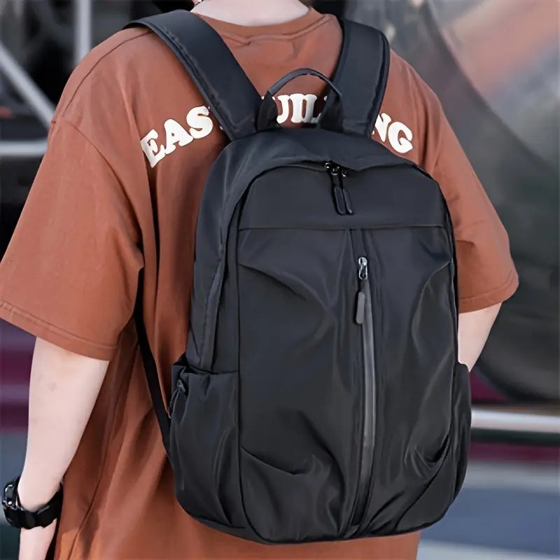 Men's Casual PU Backpack Ruffled Large Capacity Travel Bag