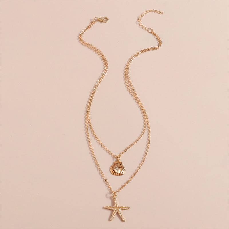 Simple Shell Double-layer Necklace For Women