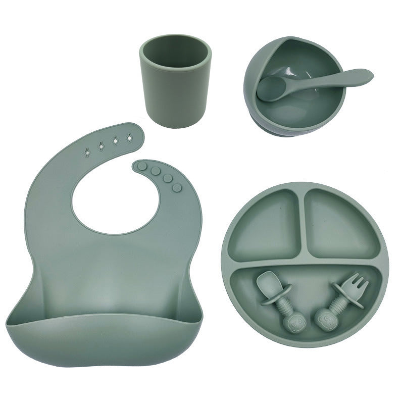 Unisex Baby Silicone Bib And Cutlery Set Minimalist Cut