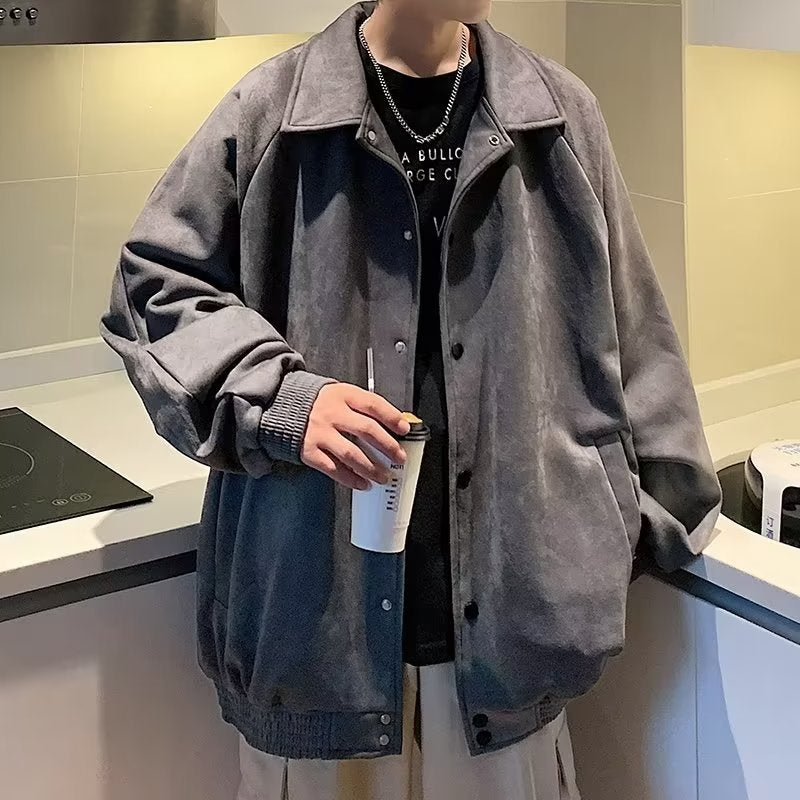 Suede Baseball Jacket Men's FallWinter Top