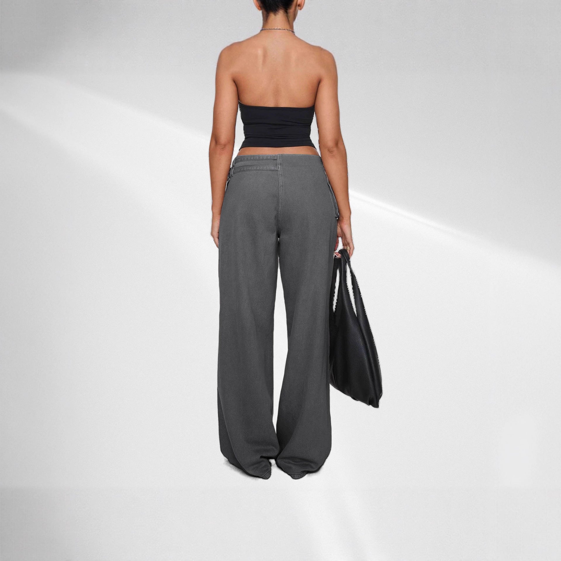 Women’s Wide-Leg Rivet Jeans – Street Style Statement Pants