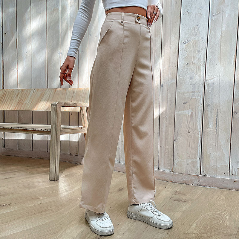 Women's Casual Slacks – Spliced Straight-Leg Pants