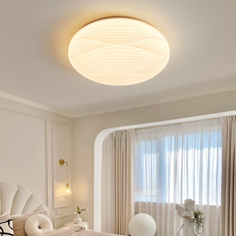 Modern Light Luxury Atmospheric Cream Style Copper Round Ceiling Lamp