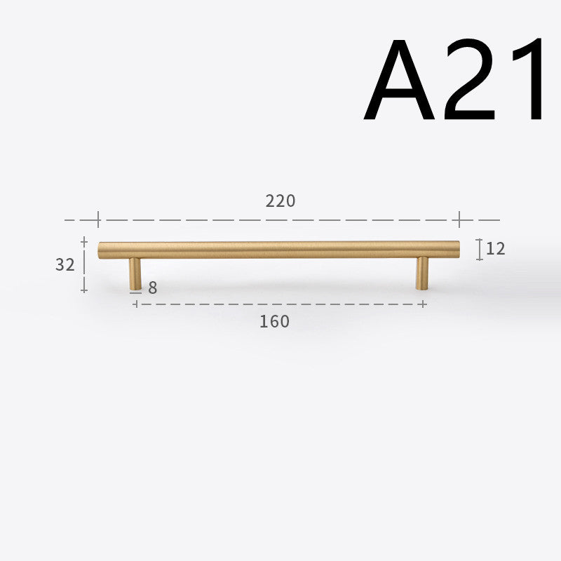 Pure Copper Cabinet Door Handle Golden Light Luxury Brass Handle