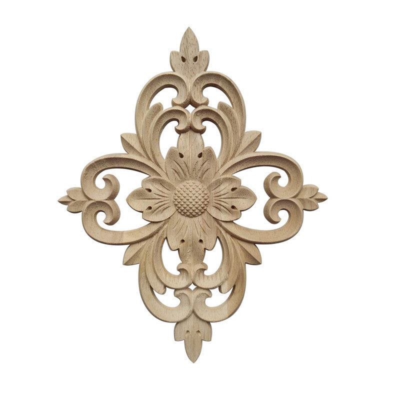 Solid Wood Decals Diamond Quadrilateral Furniture Decoration Carved Accessories