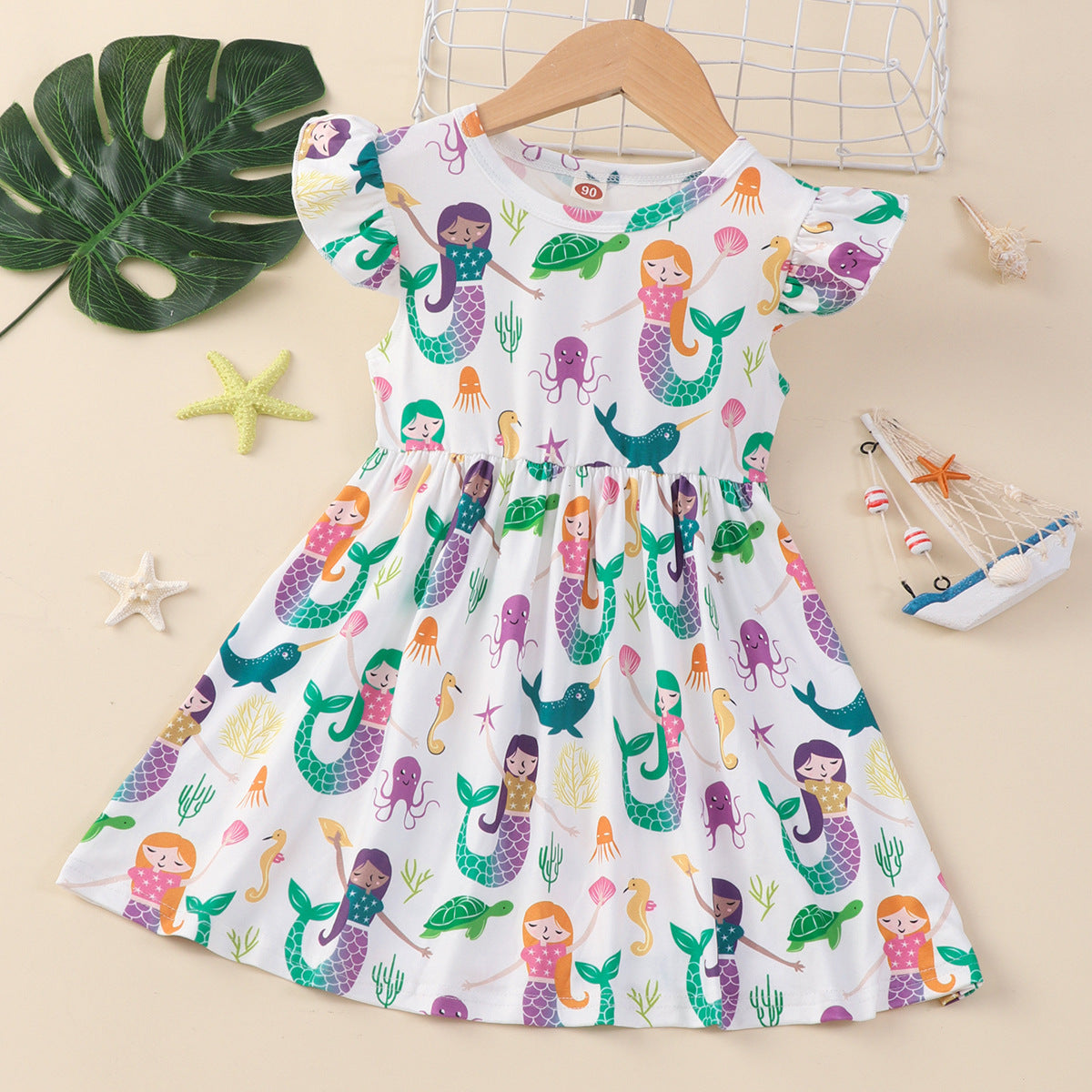 Children Flounced Sleeve Dress Girl Princess Dress