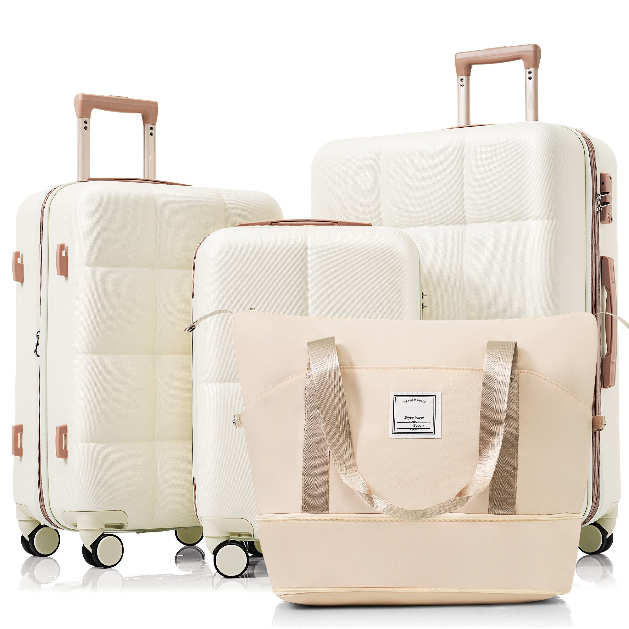 Unisex Expandable Textured ABS Luggage Set With USB Ports