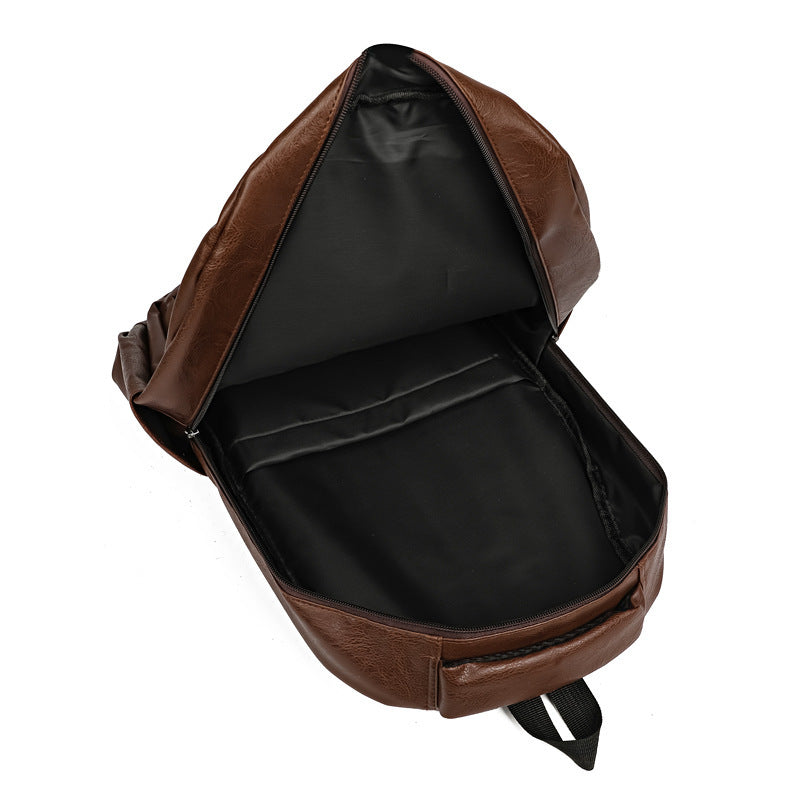 PU Soft Leather Backpack Slim Travel Bag Unisex Solid