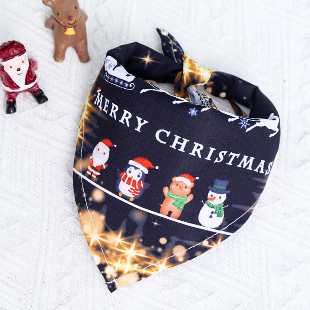 Christmas Cotton Print Pet Dress Triangle Scarf