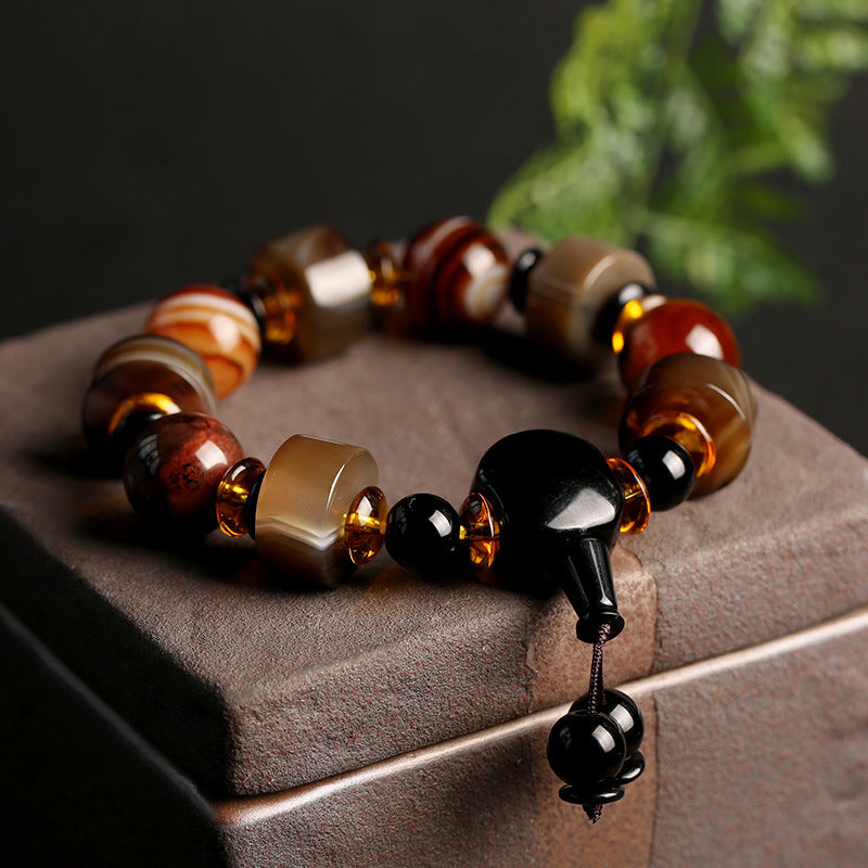 Original Natural Twining Line Old Agate Bracelet