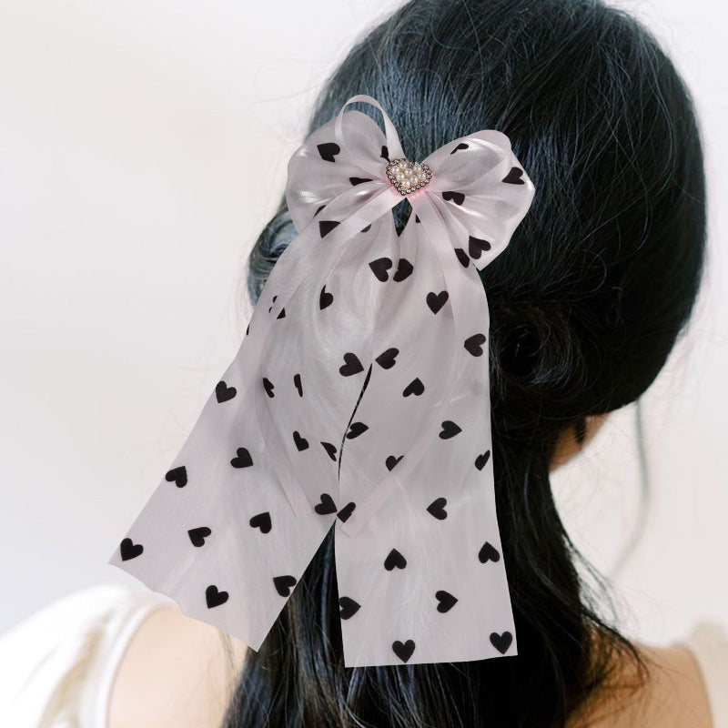 Simple Girl Love Heart Bow Tie Hair Accessories Hair Ring
