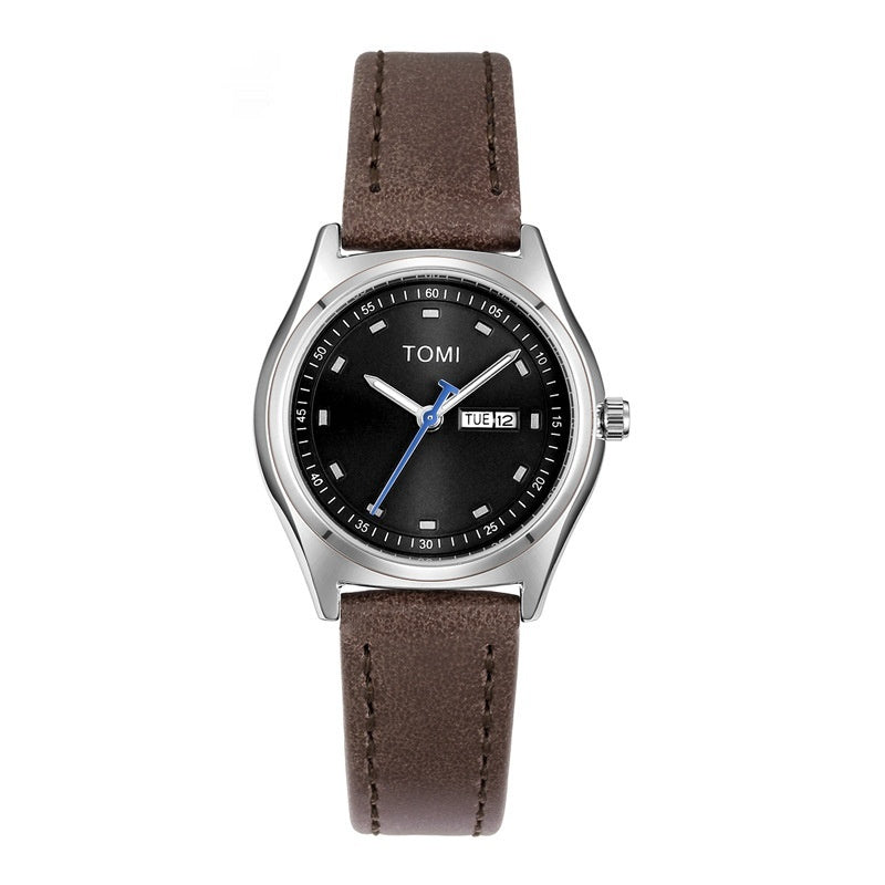 Fashion Simple Double Calendar Leather-belt Watch