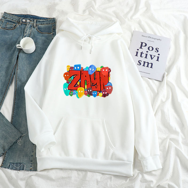 Unisex Printed Letter Hoodie Pullover Polyester Regular Fit