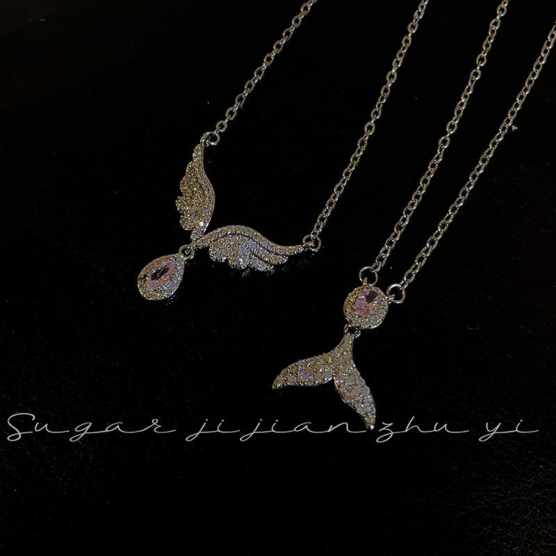 Women's Simple S925 Sterling Silver Fishtail Pendant Necklace