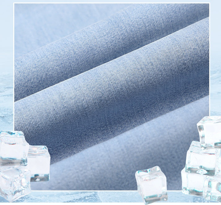 Women’s Ice-Silk Straight Pants – High-Waist Drape, Floor-Sweeping Length