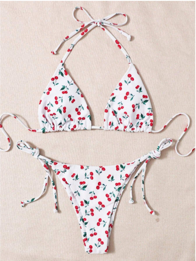 Women’s Sexy Solid Color Backless Bikini Briefs Set