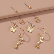 Butterfly rose 4-piece set earrings with studs