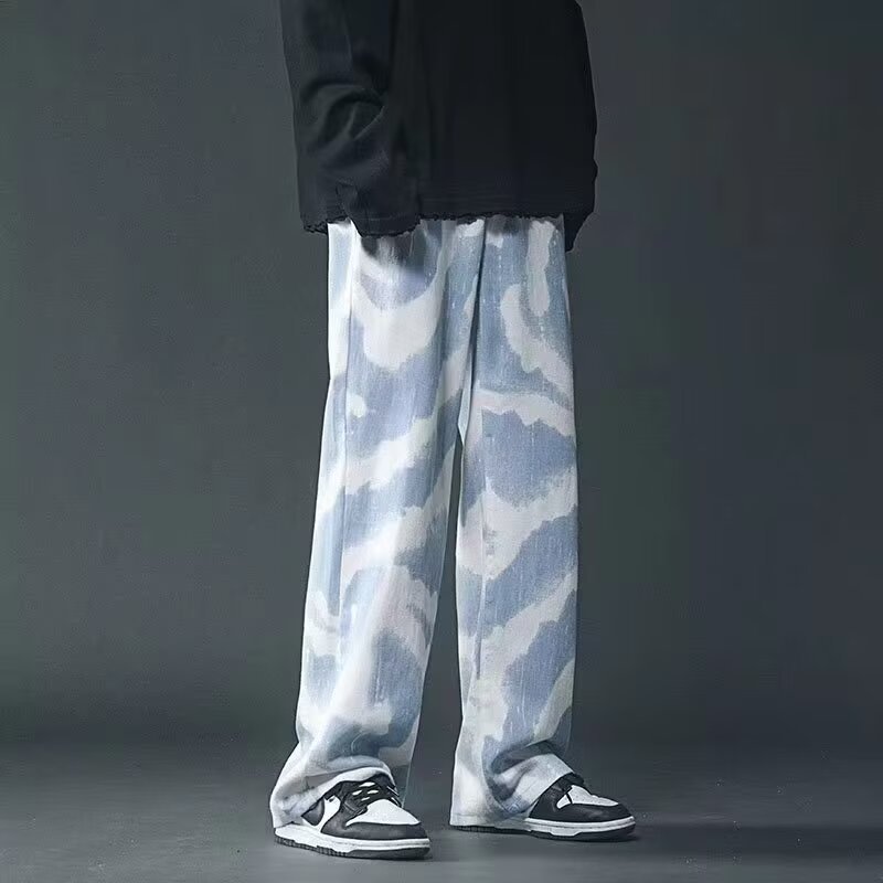 High Street Tie-Dye Graffiti Pants – Men’s Wide-Leg Streetwear Trousers