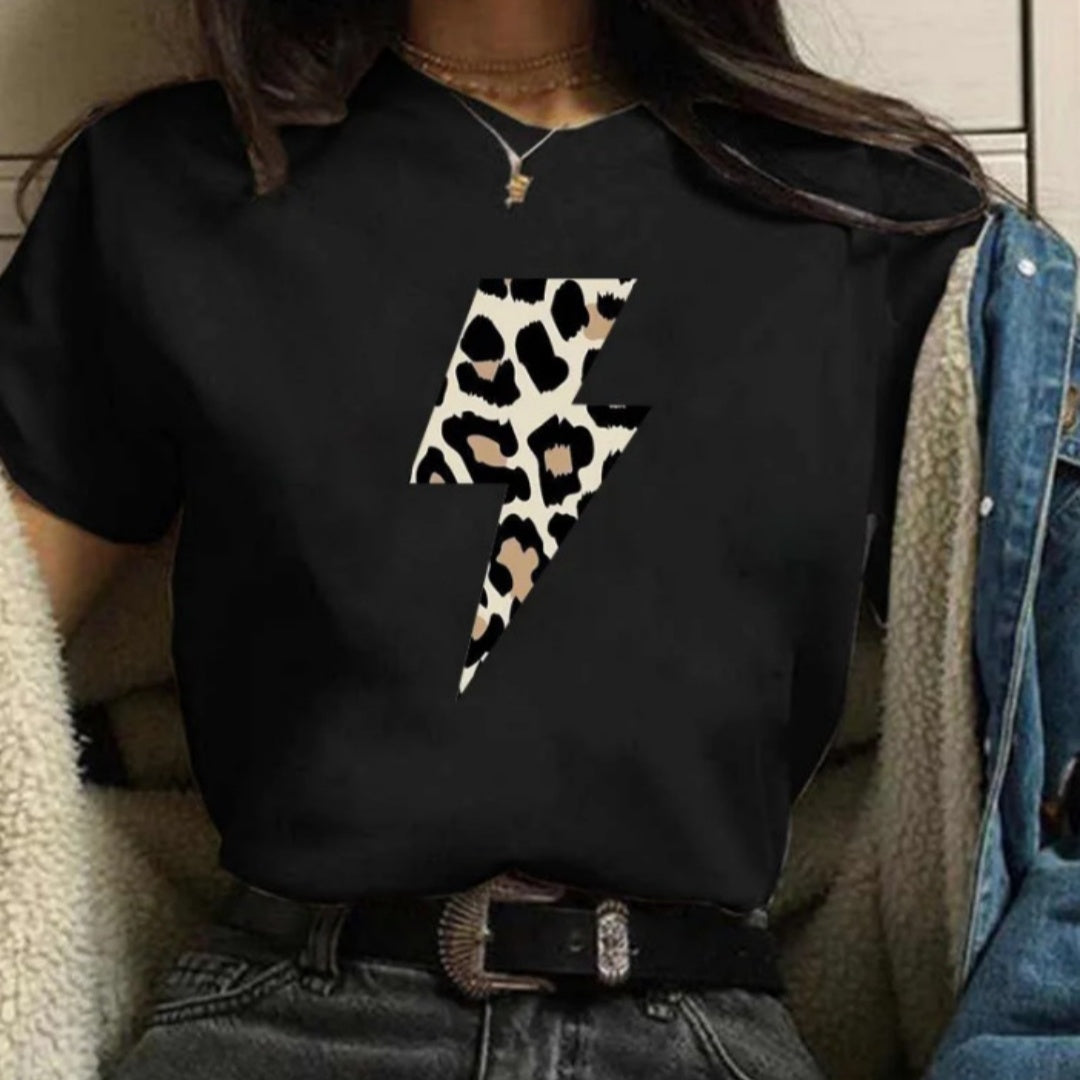 Women's Short Sleeve Polyester Print Tee XS4XL Sleeves