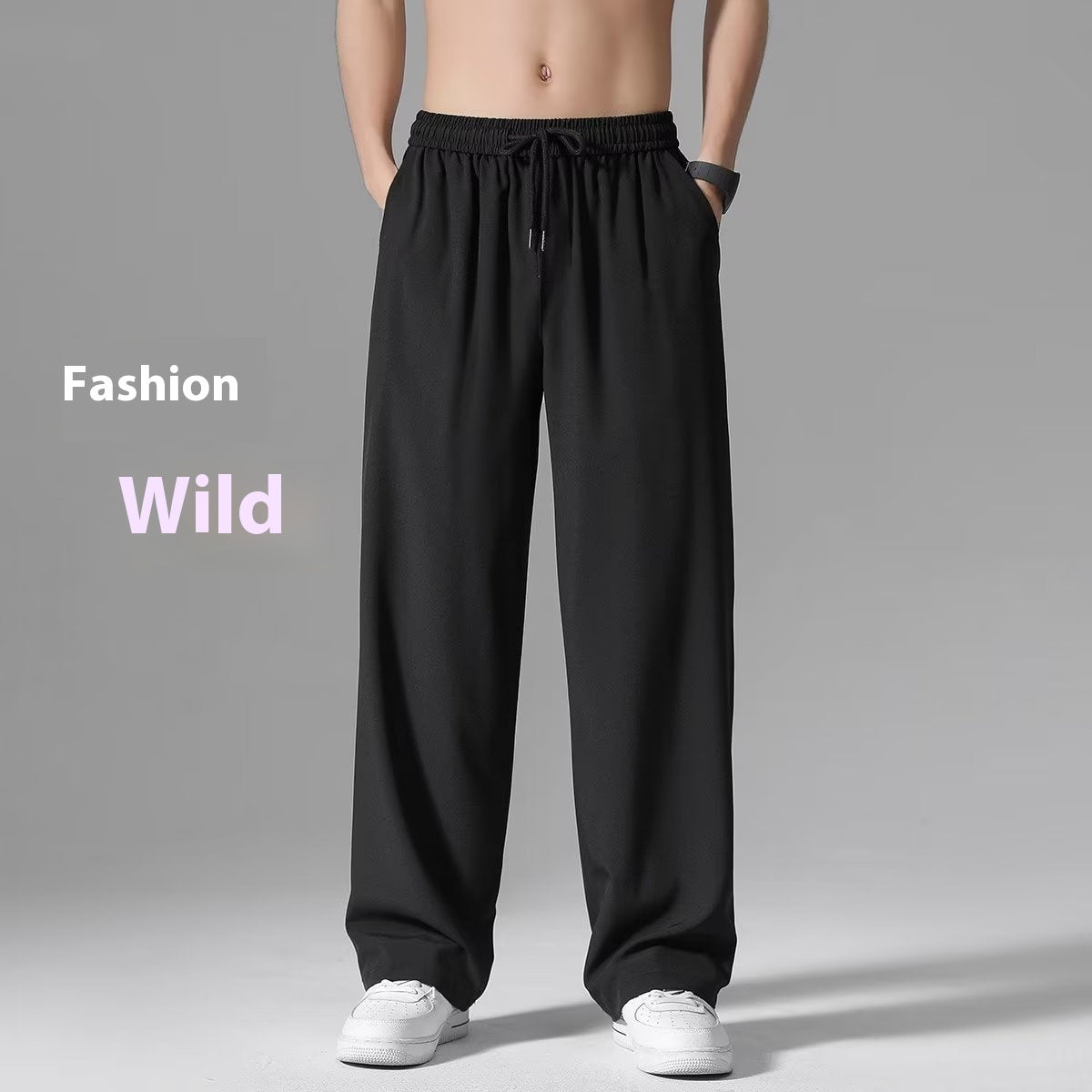 Men’s Ice Silk Quick-Dry Thin Wide-Leg Summer Pants