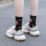 Women's Small Floral Mid Length Cotton Socks