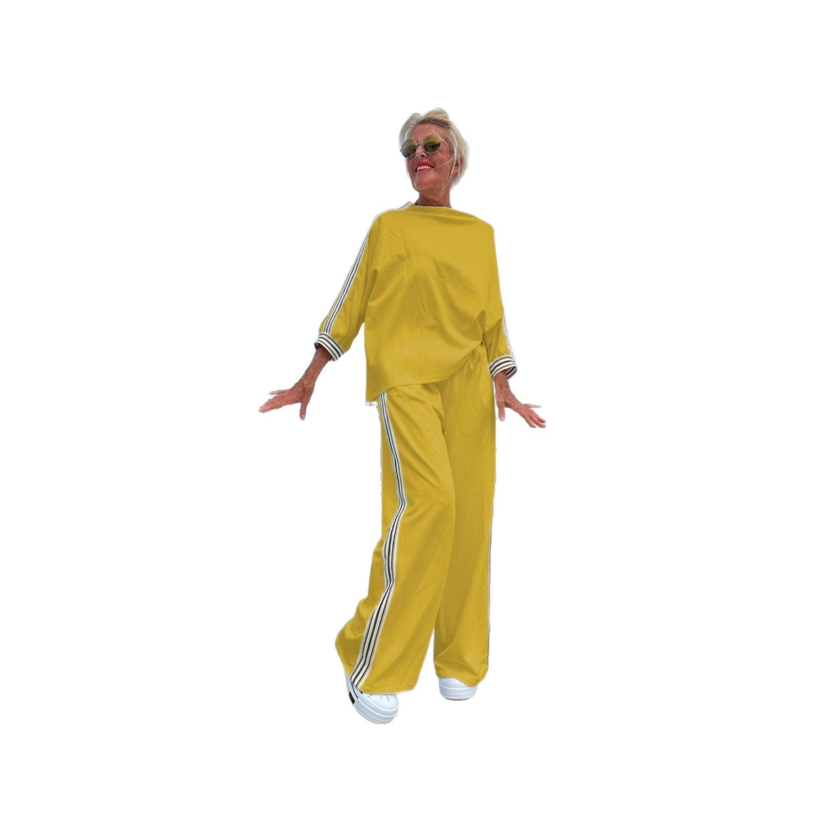 Unisex Loose Polyester Casual Suit Set With Solid Color