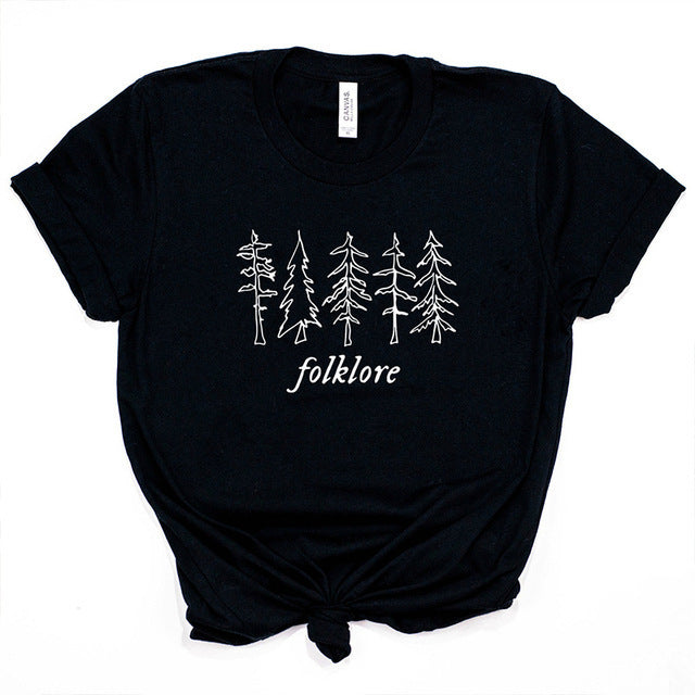 Folk Women T Shirt Hip Hop Crew Neck