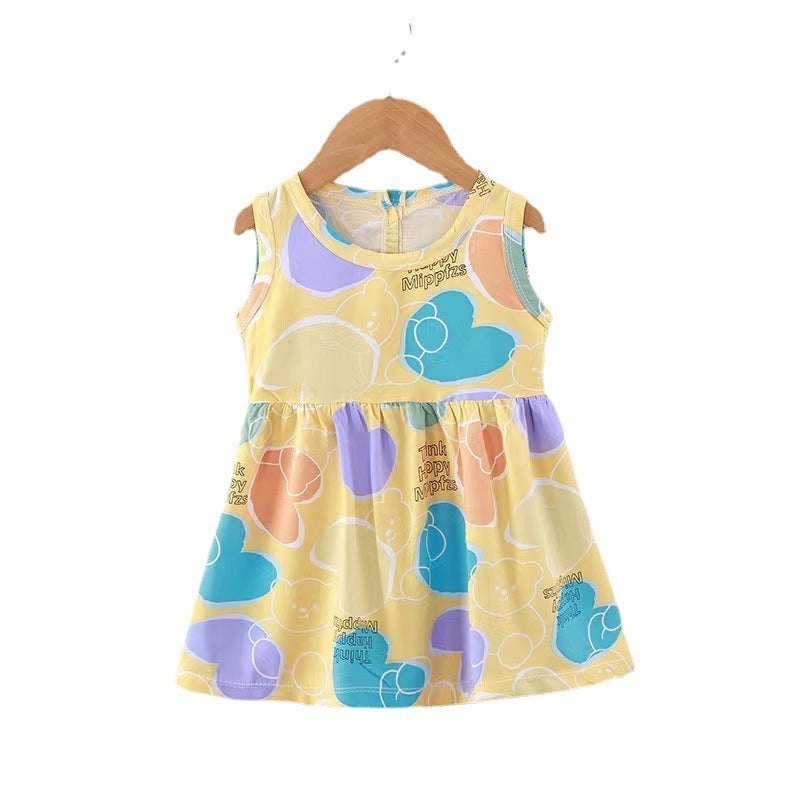 Small And Medium Cotton Silk Girl Dress Thin