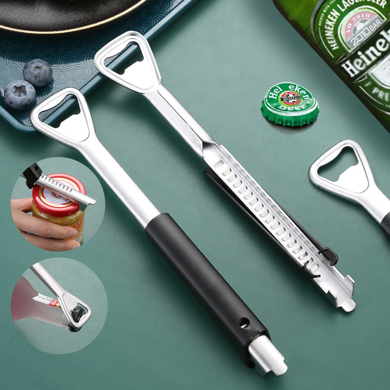 2-in-1 Adjustable Stainless Steel Can & Beer Bottle Opener – Multifunctional Kitchen Tool