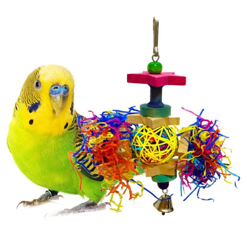Colored Rattan Ball Wooden Brushed Paper Gnawing Toy for Birds