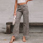 High-Waisted Cotton Blend Straight Leg Jeans – Casual Women’s Trousers