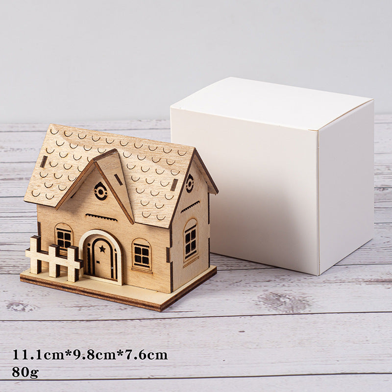 Christmas Wooden Luminous Cabin Holiday Ornaments