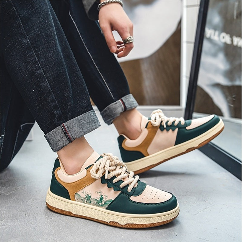 Men’s Lace-Up Casual Sneakers – Thick Sole Fashion Comfortable Breathable Walking Shoes