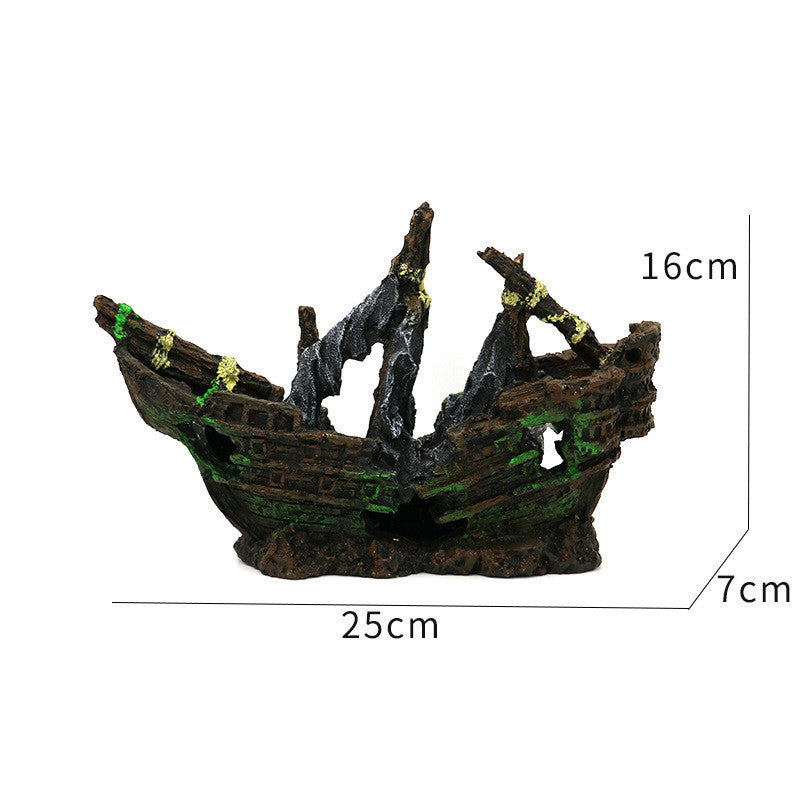 Fish Tank Landscaping Resin Boat Aquarium Decoration